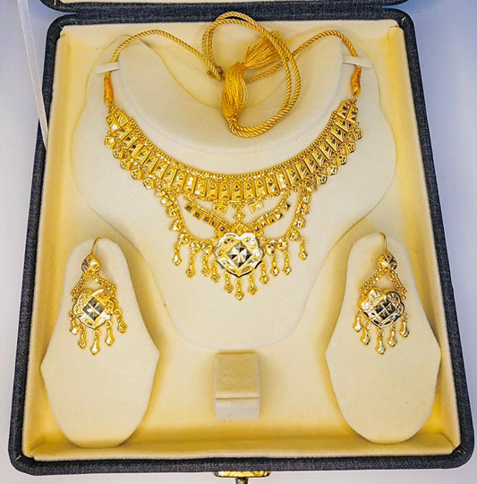 Premium Traditional Gold-Plated Bridal Jewelry Set – Necklace & Earrings Set